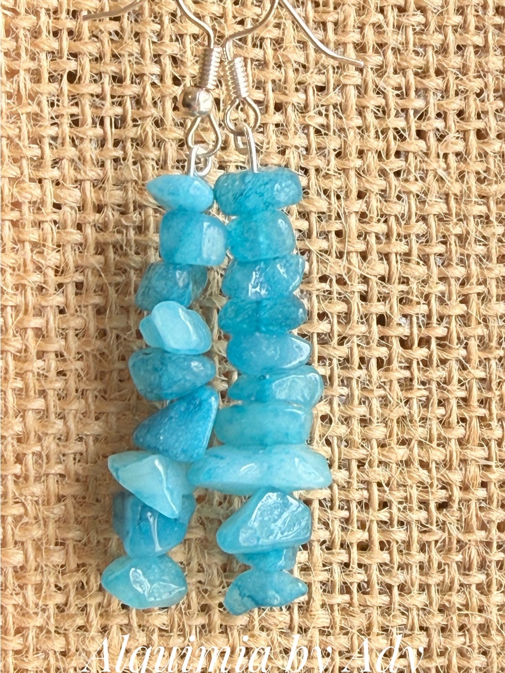 Blue untreated topaz Chip Dangle Earrings